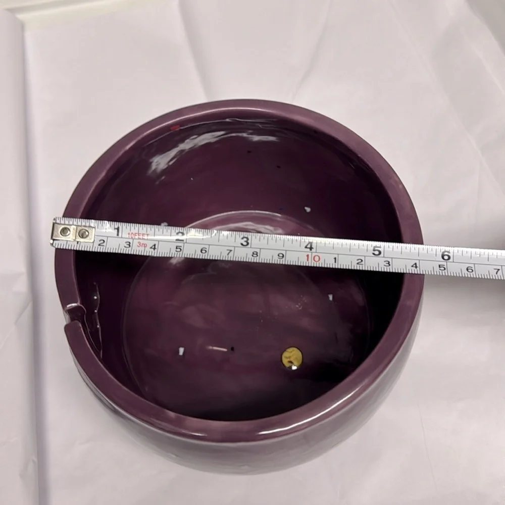 Handmade Ceramic Pottery Yarn Bowl Knitting Crochet. Purple w speckles - Picture 7 of 8